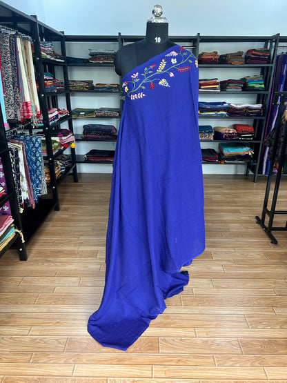 BLUE KATHA MUL SAREE