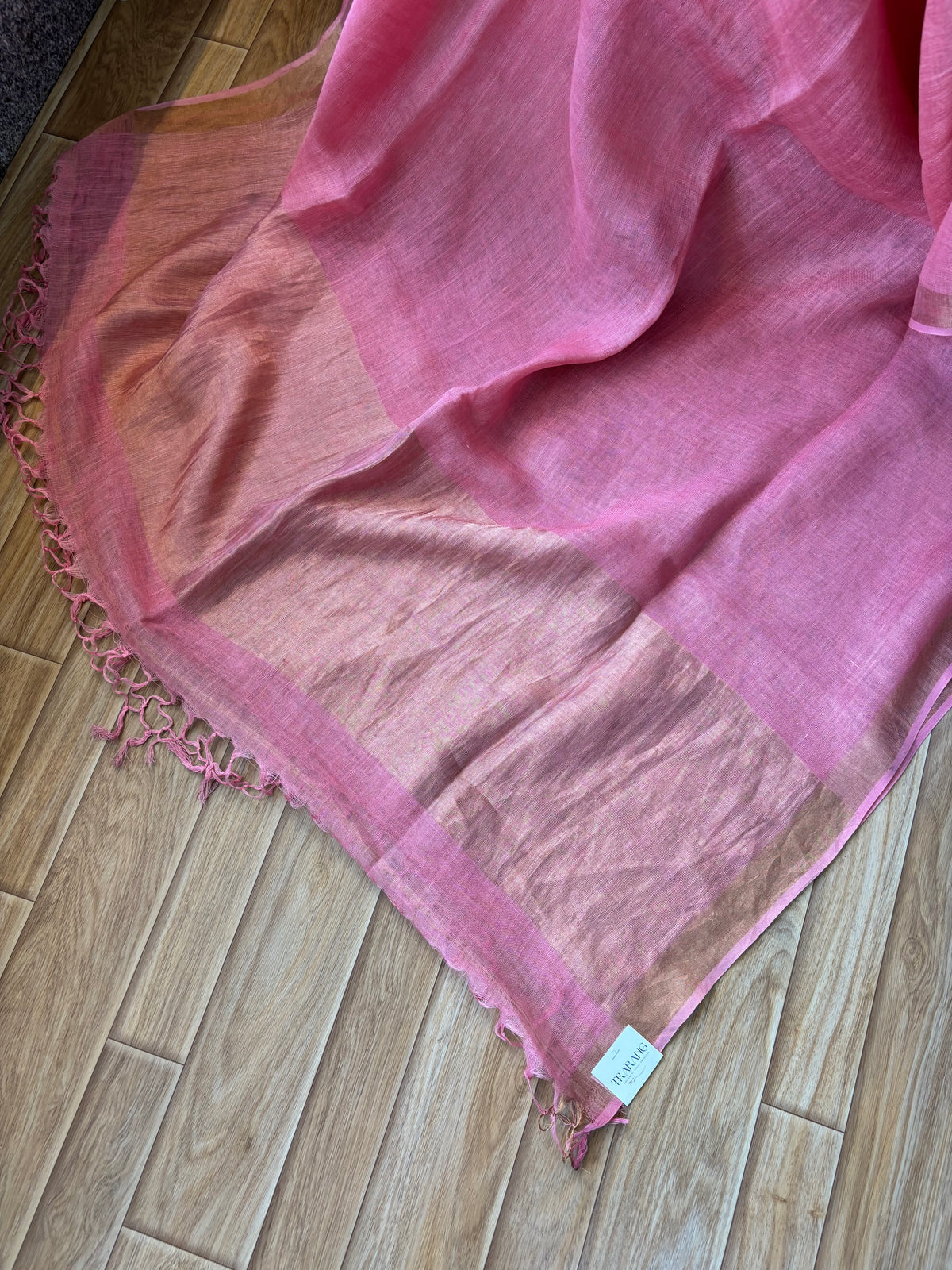 PINK PURE LINEN SAREE