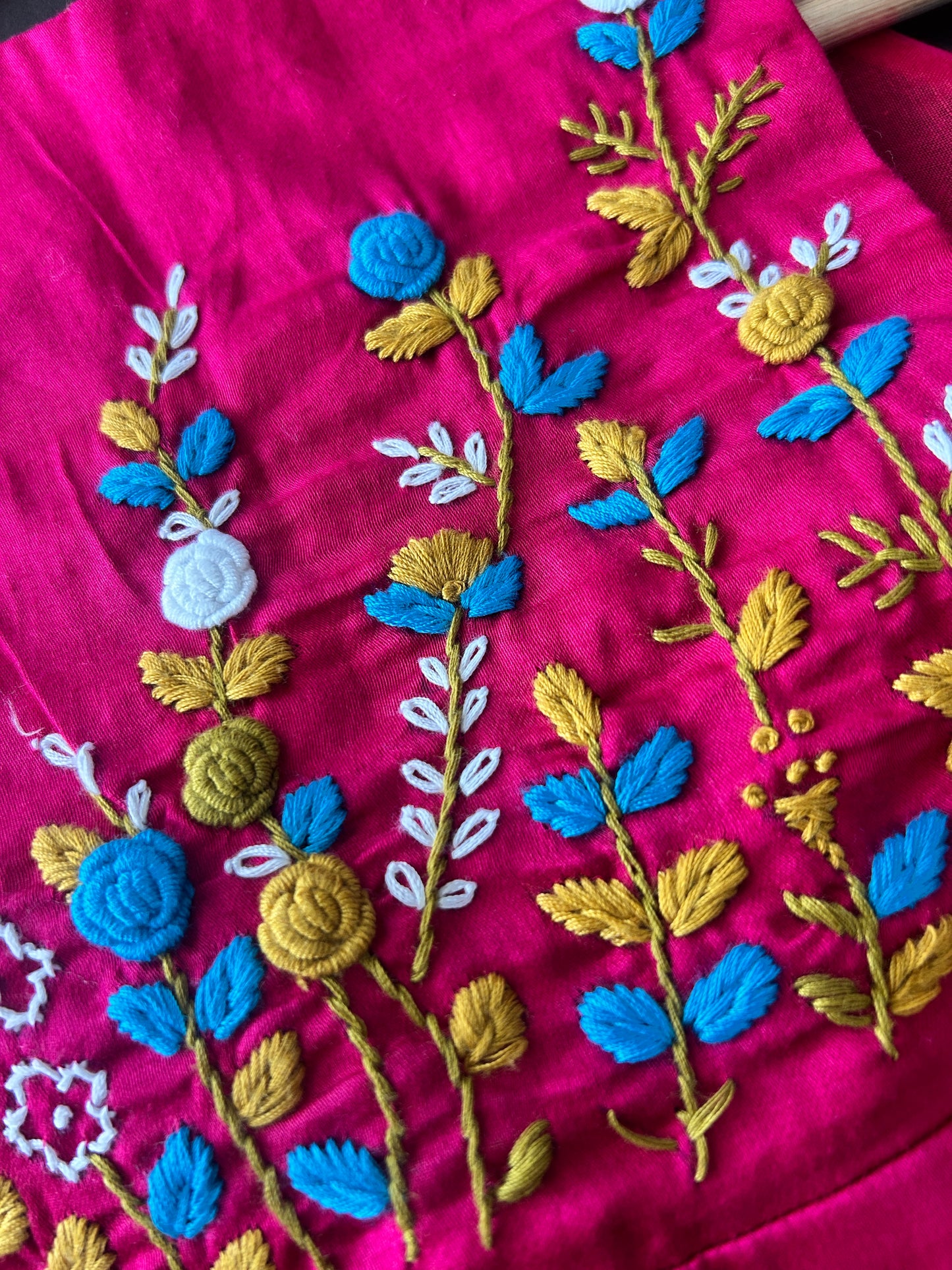 Pink boho embroidered blouse