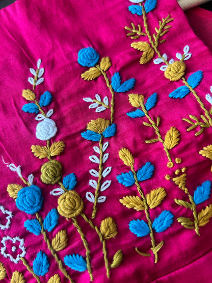 Pink boho embroidered blouse