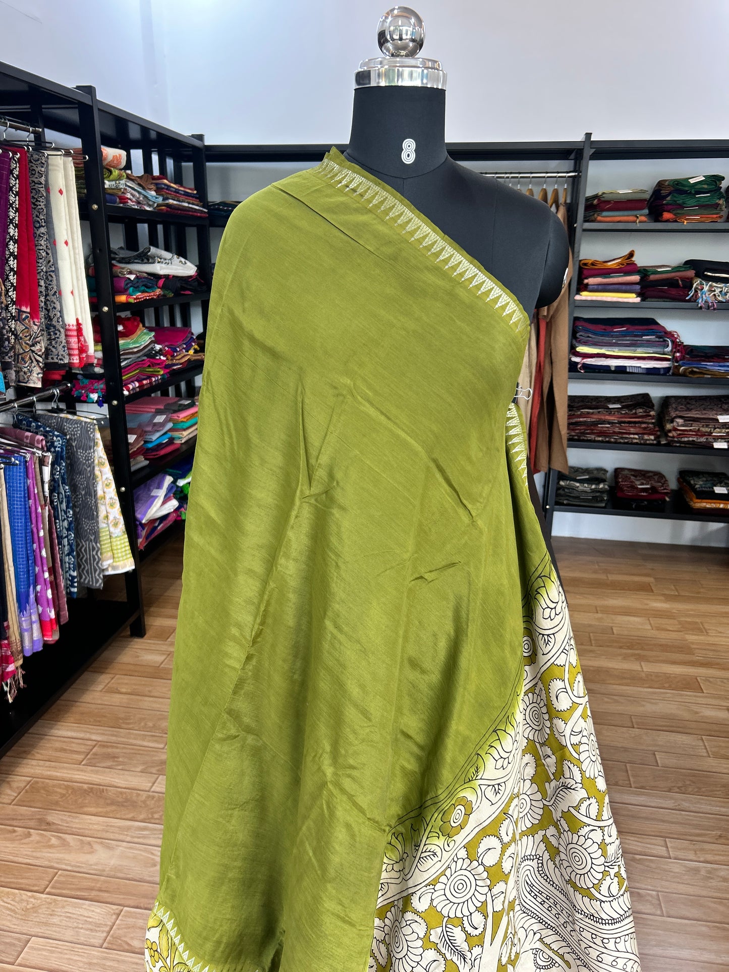 Green kalamkari saree