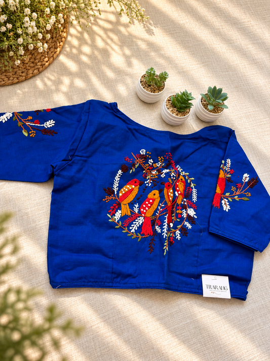 NAVY BLUE EMBROIDERED  BLOUSE