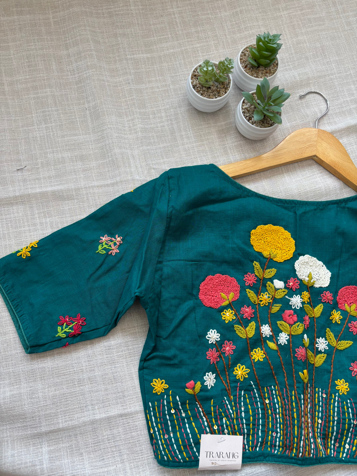 BLUE MBROIDERED  BLOUSE