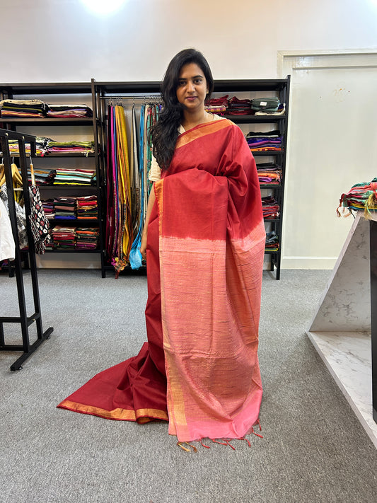 RED BANANA COTTON SAREE