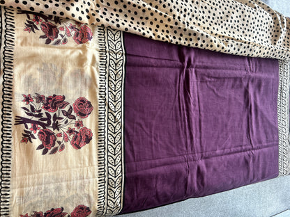 Purple chanderi mul cotton
