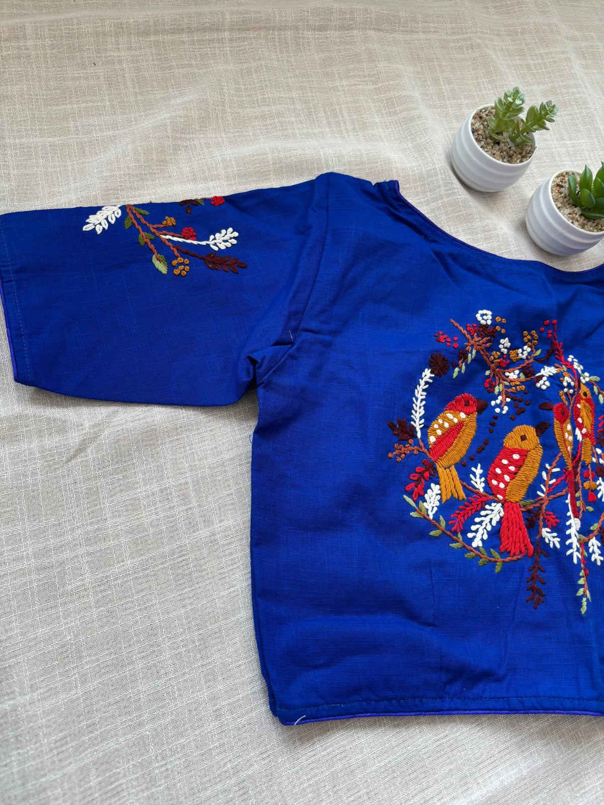 NAVY BLUE EMBROIDERED  BLOUSE