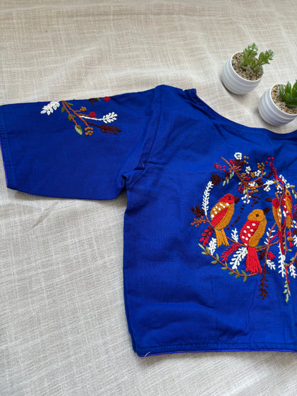 NAVY BLUE EMBROIDERED  BLOUSE