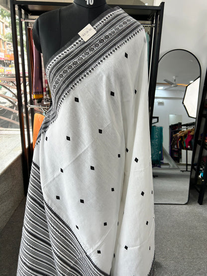 WHITE MERCERISED SAREE