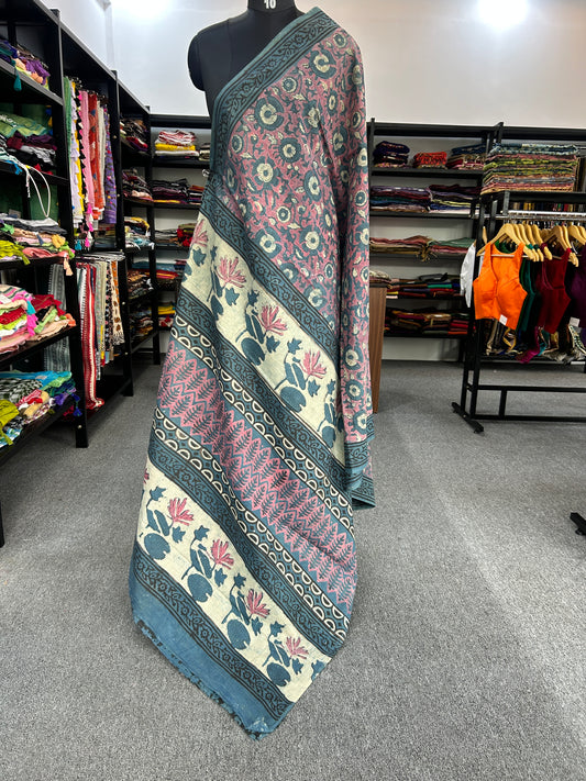 PINK AJRAKH MUL SAREE