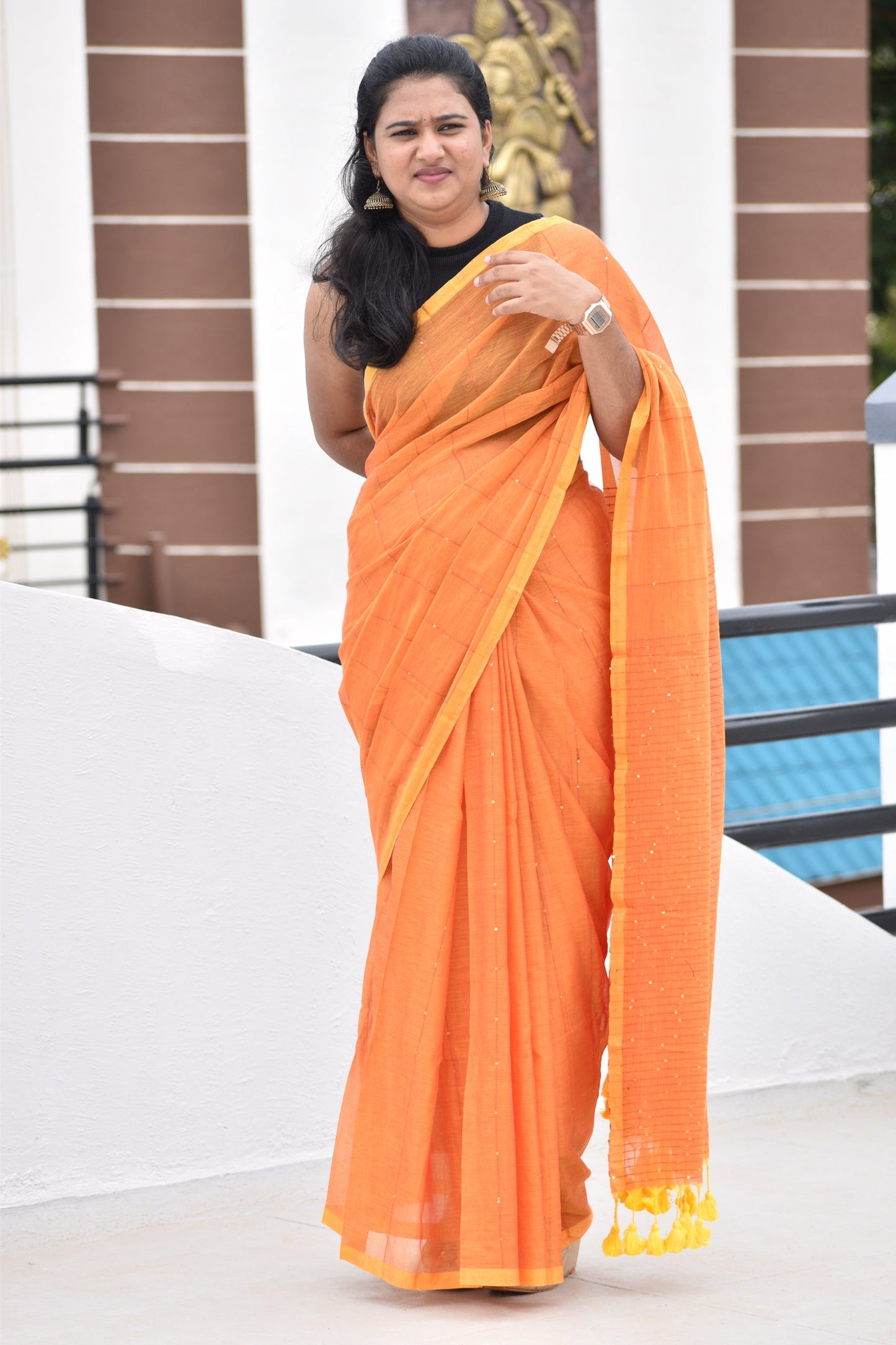 ORANGE  MUL SAREE