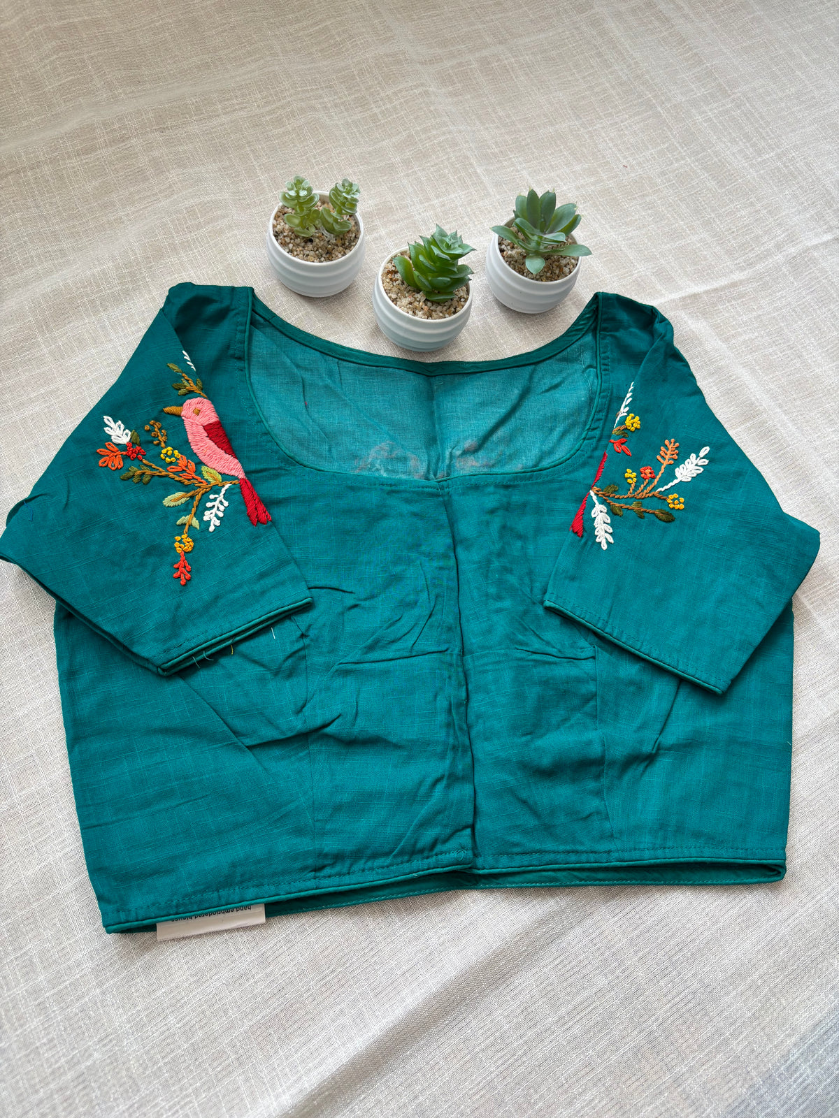 BLUE EMBROIDERED  BLOUSE