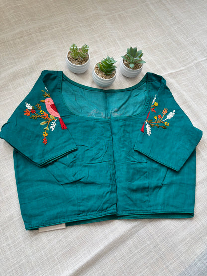 BLUE EMBROIDERED  BLOUSE