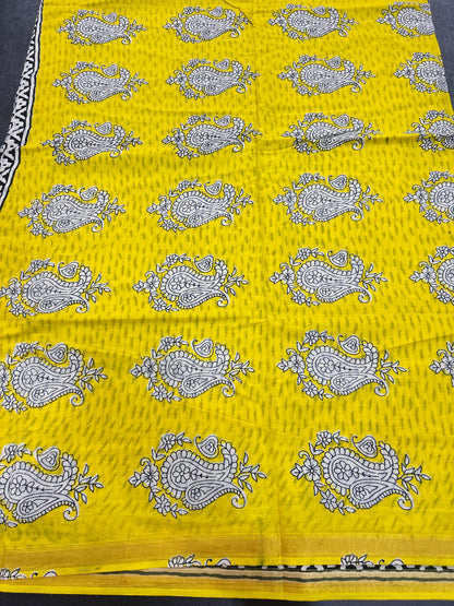 Yellow chanderi mul cotton