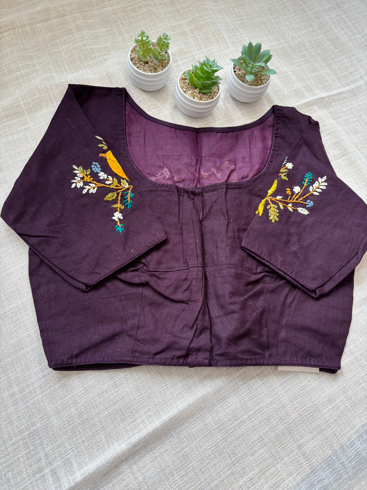 DARK PURPLE EMBROIDERED  BLOUSE
