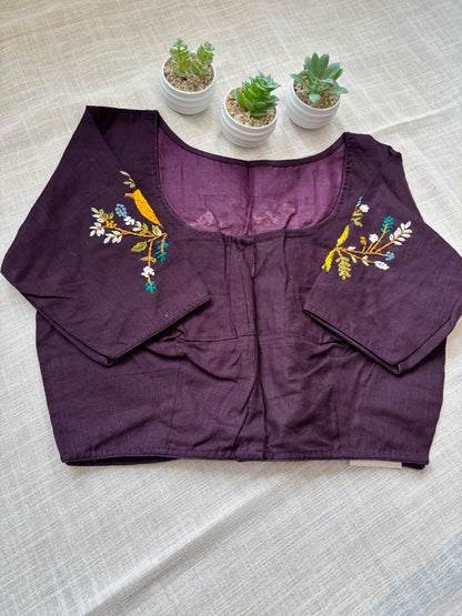 DARK PURPLE EMBROIDERED  BLOUSE