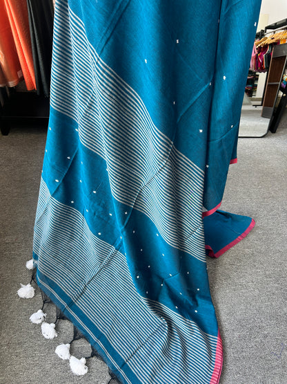 TEAL JAMDANI SAREE