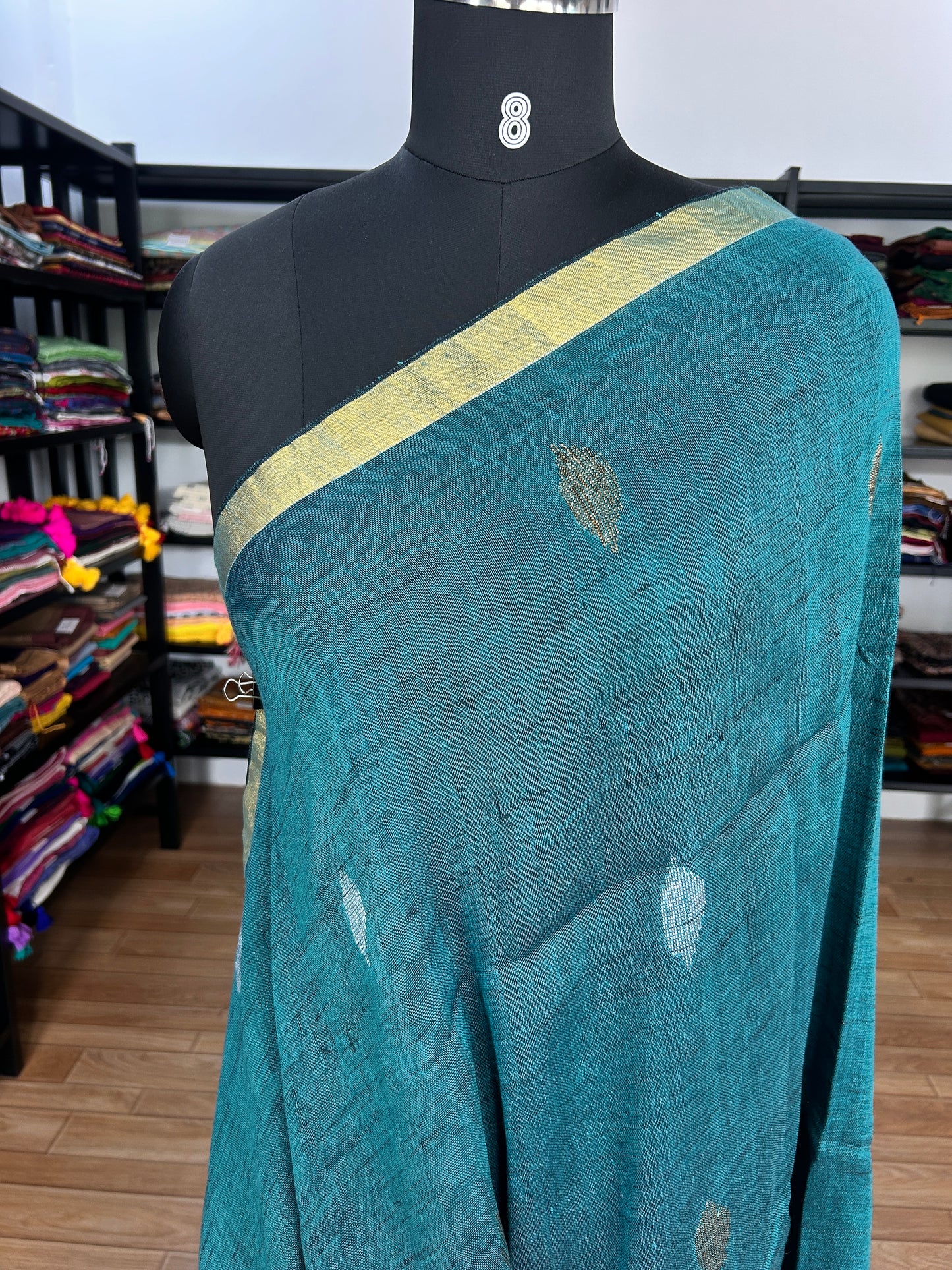 GREEN LINEN SAREE