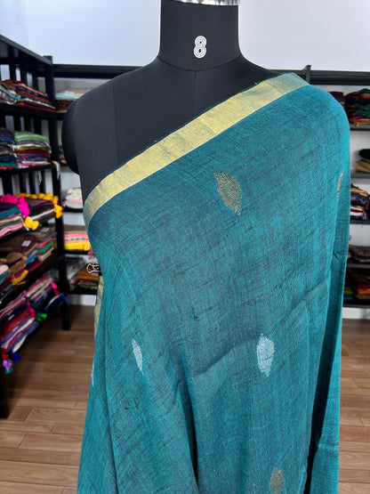 GREEN LINEN SAREE