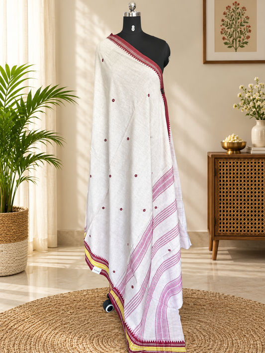 OFF WHITE DHANIAKHALI SAREE