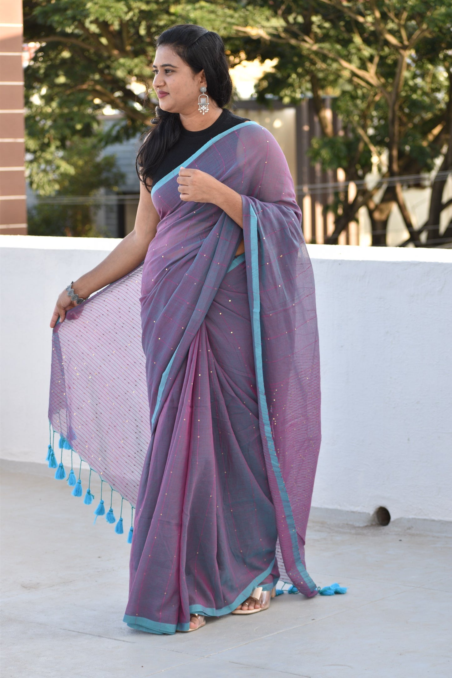 PURPLE  MUL SAREE