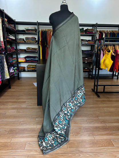 Grey kalamkari saree