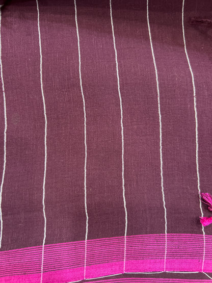 WINE KHADI JAMDANI SAREE