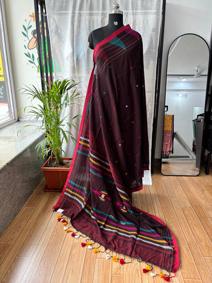 MAROON JAMDANI SAREE