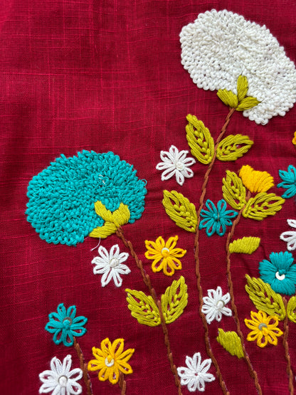MAROON EMBROIDERED  BLOUSE