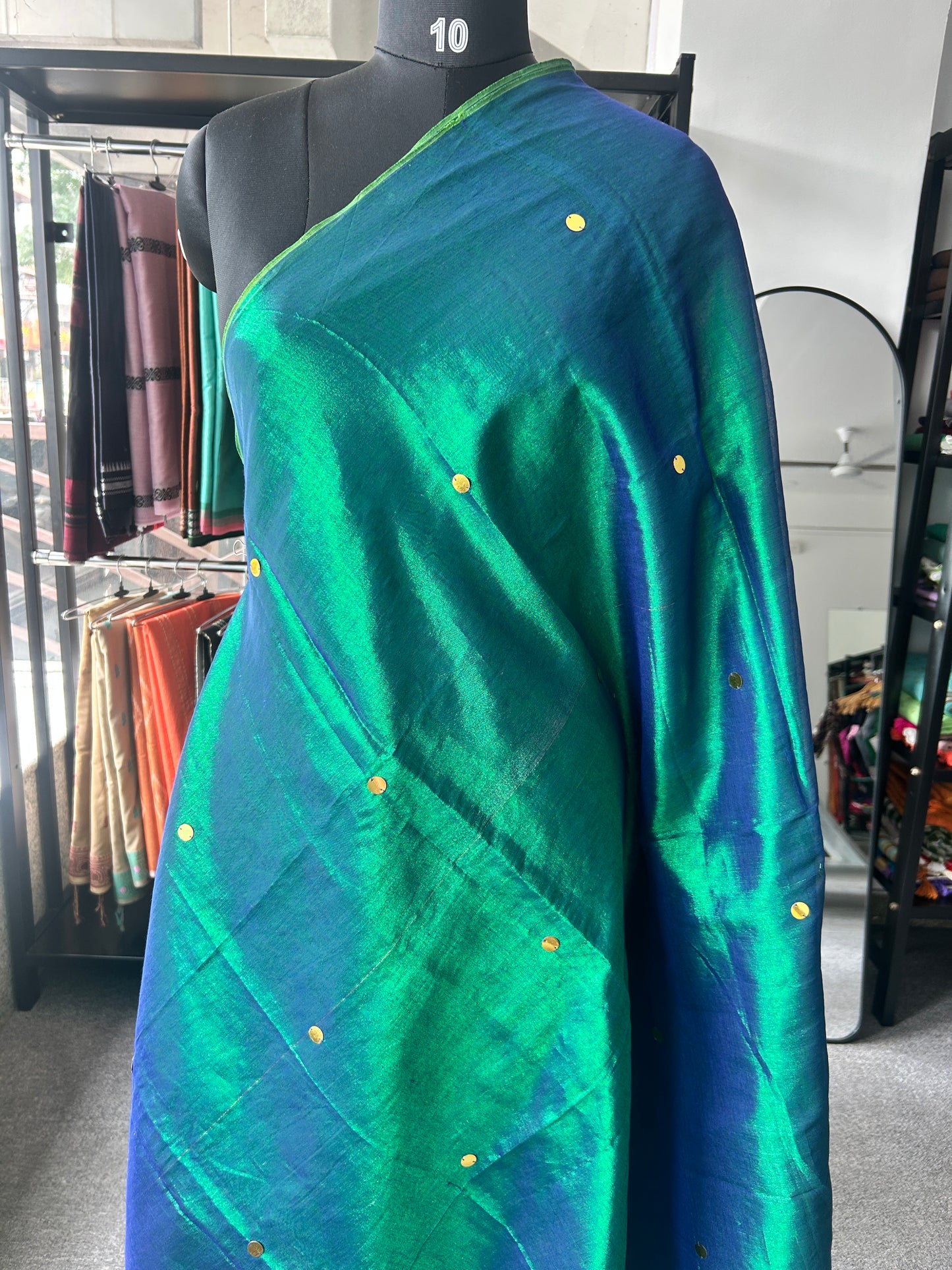 GREEN TISSUE MUL SAREE