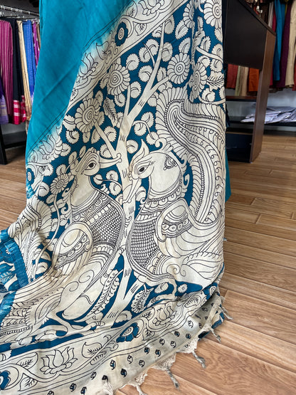Blue kalamkari saree