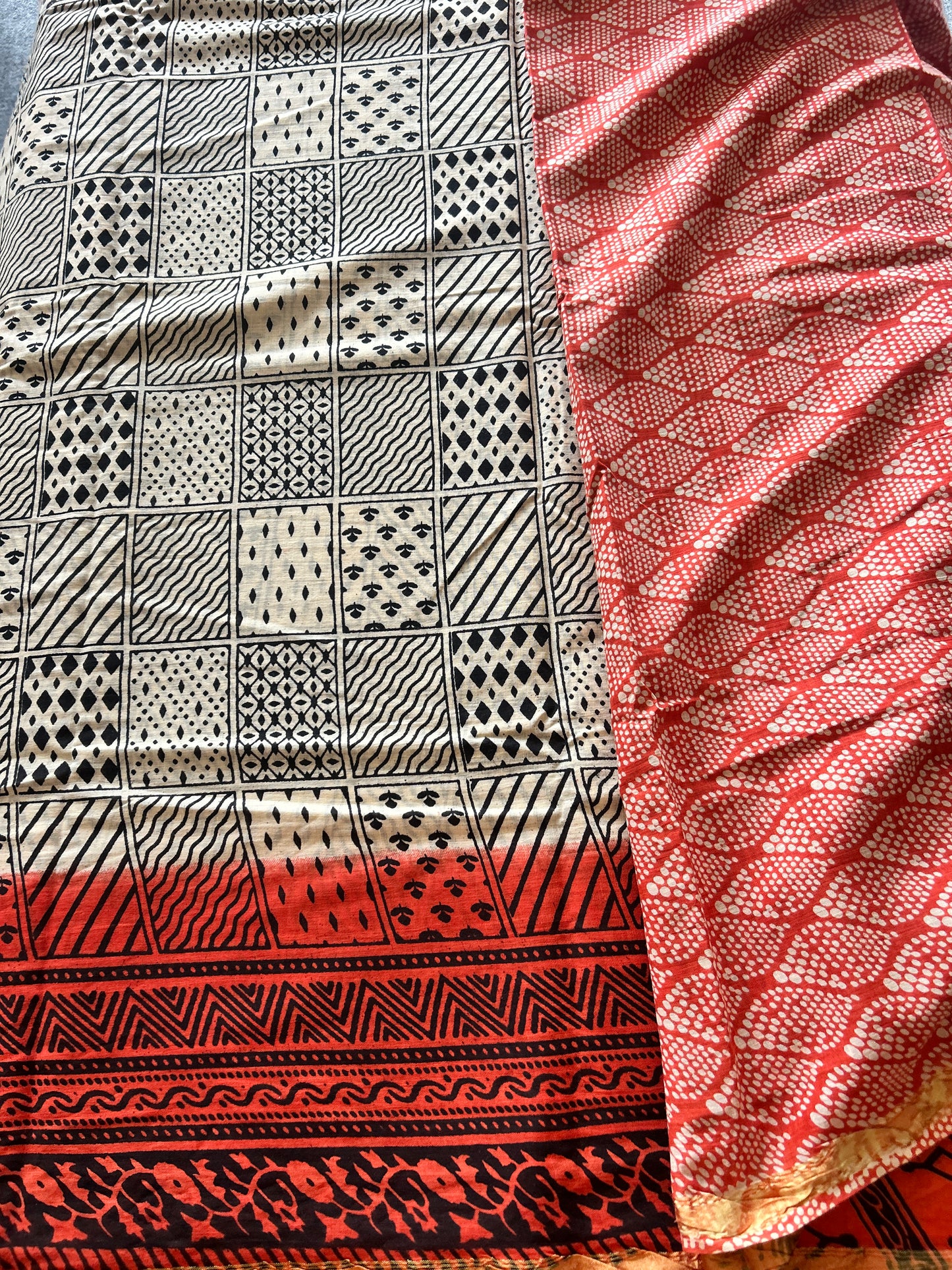Red chanderi mul cotton