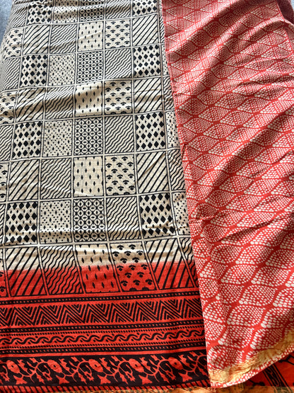 Red chanderi mul cotton