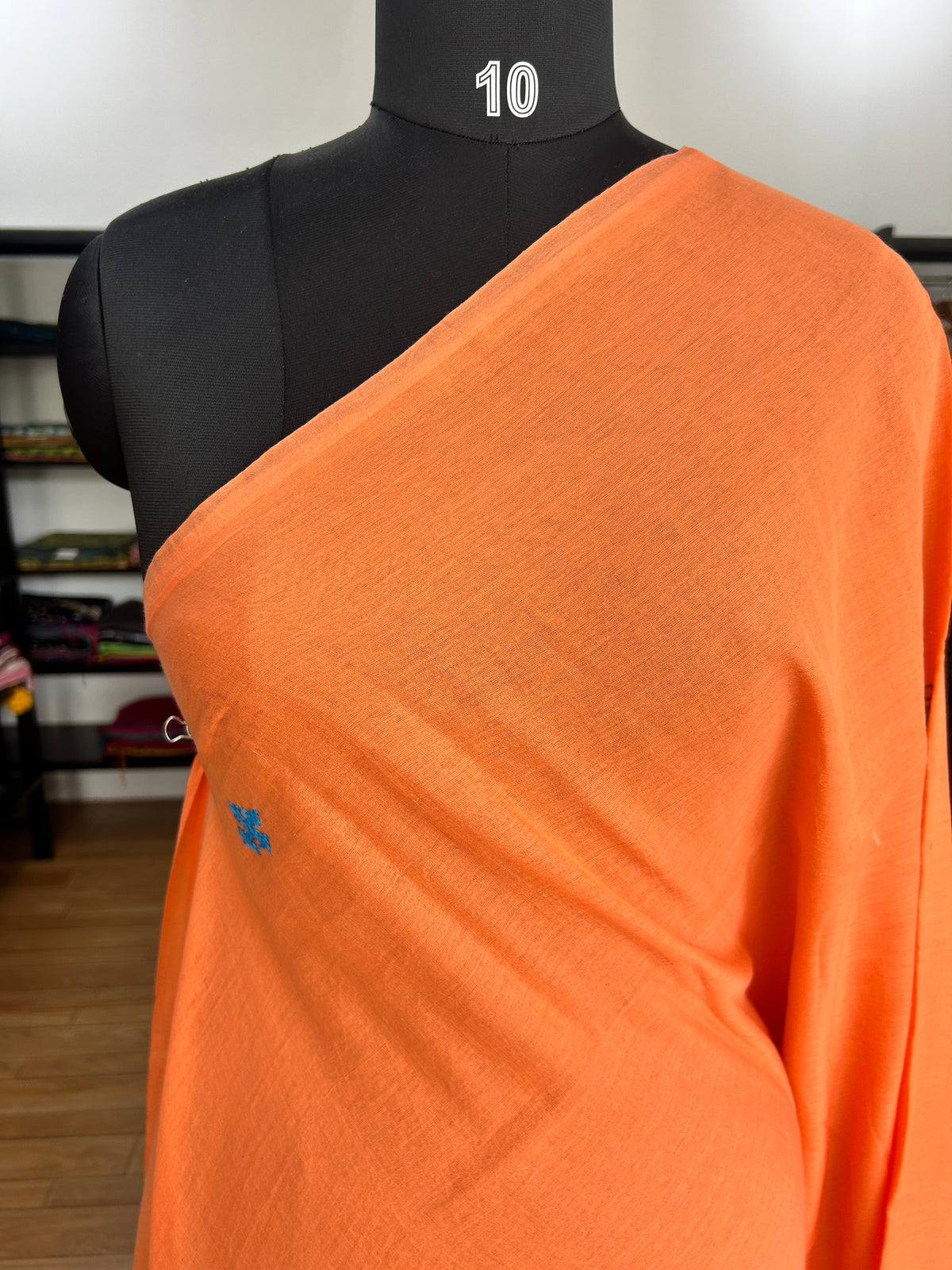 ORANGE KATHA MUL SAREE