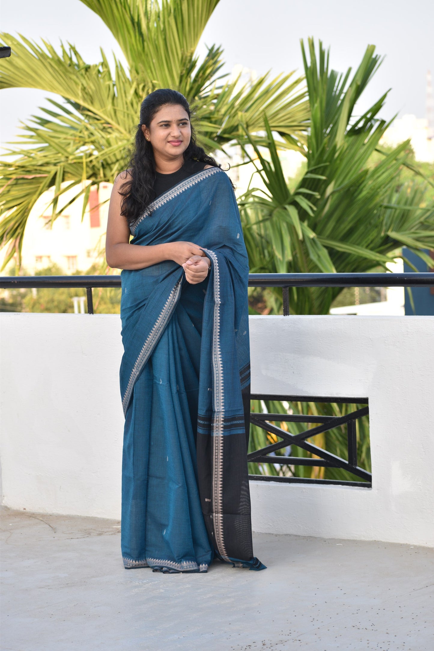 BLUE DHANIAKHALI SAREE