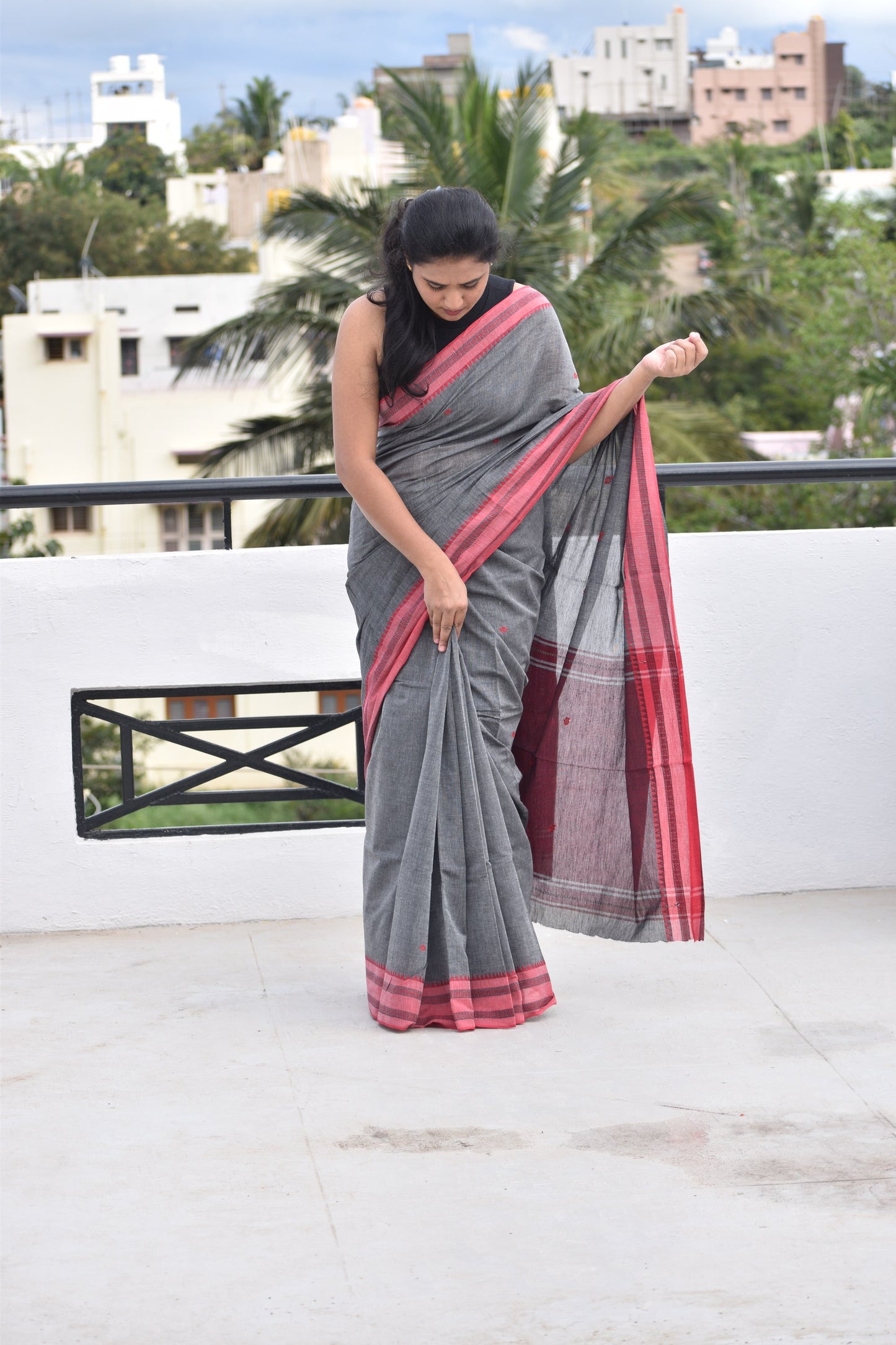 GREY DHANIAKHALI SAREE