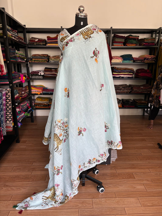 BLUE LINEN SAREE
