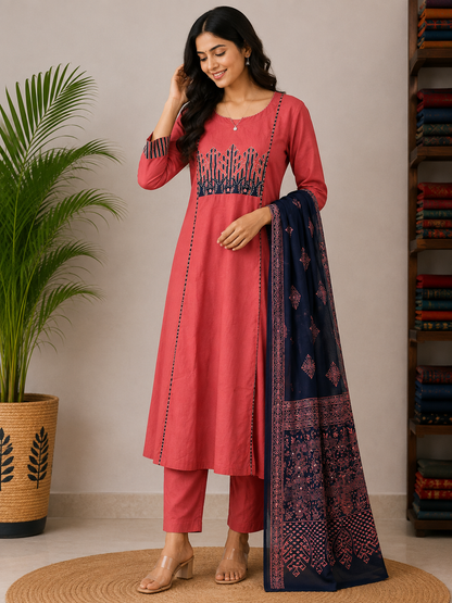 PINK GAMTHI COTTON SUIT