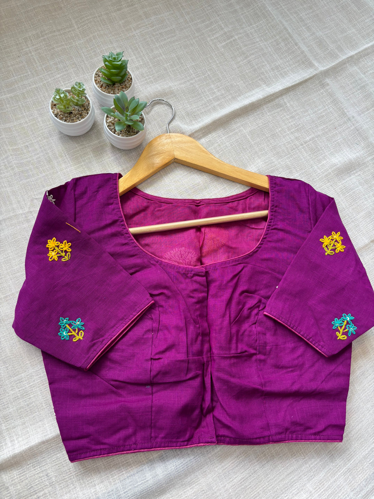 PURPLE MBROIDERED  BLOUSE