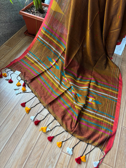 BROWN JAMDANI SAREE