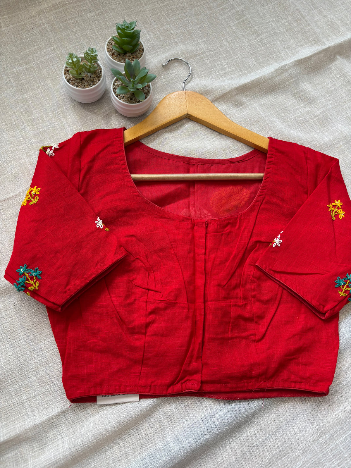 RED MBROIDERED  BLOUSE
