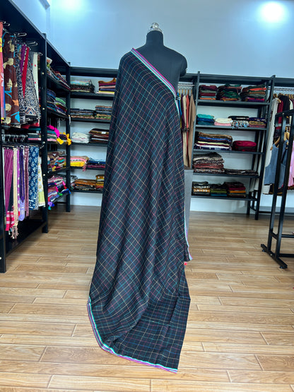 BLACK KATHA CHECKS  MUL SAREE