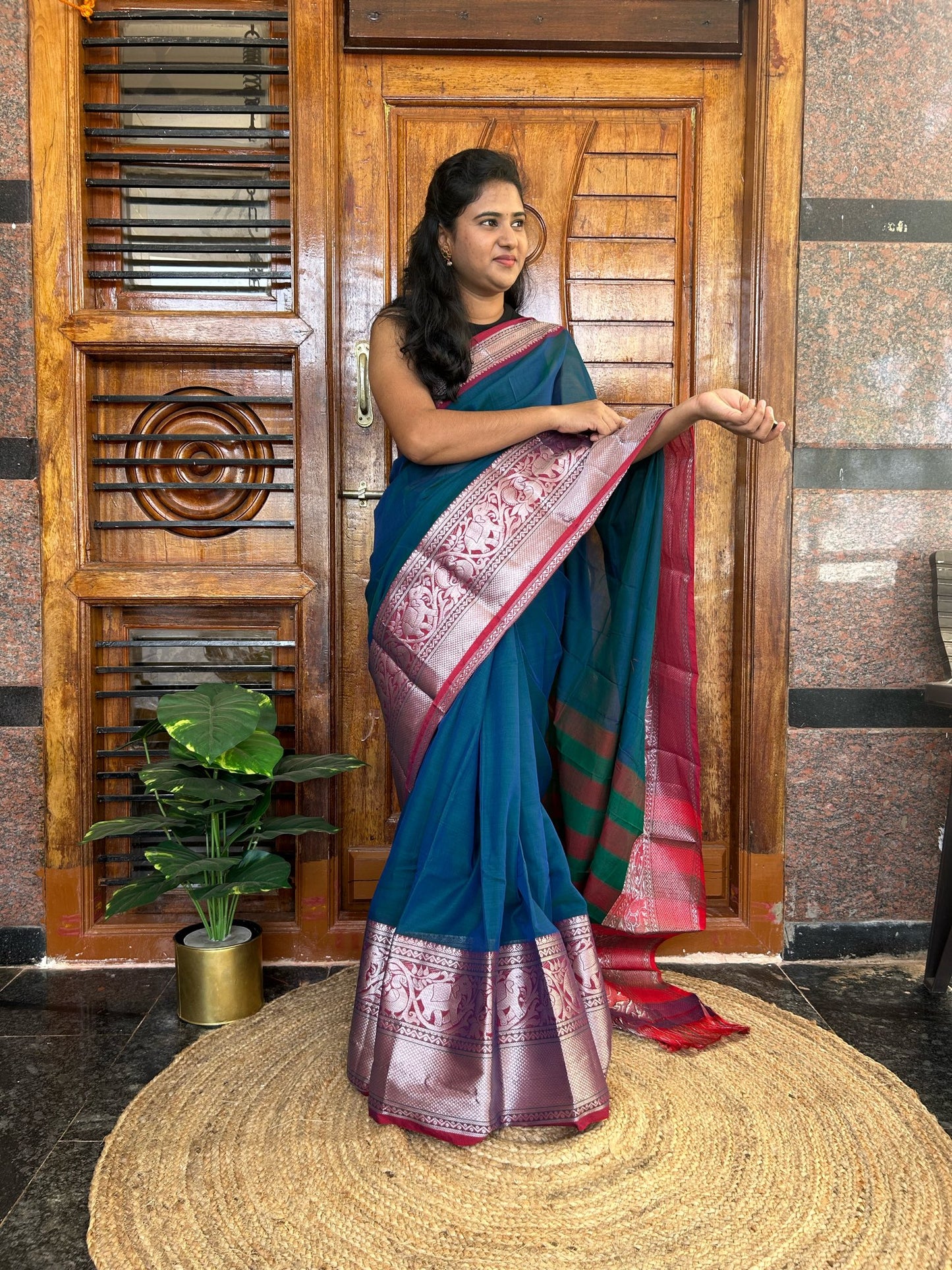 Blue Narayanpet saree.