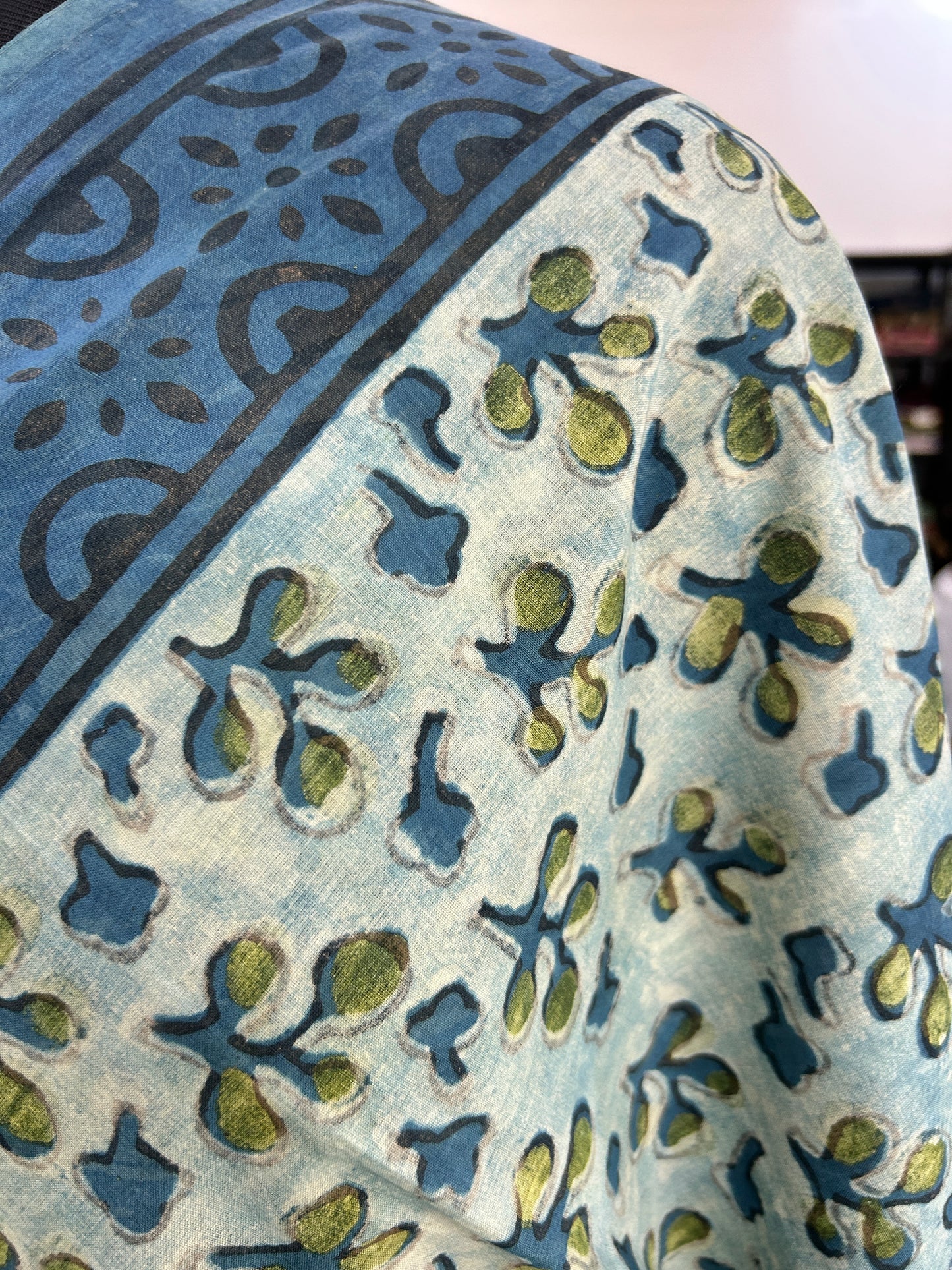 BLUE AJRAKH MUL SAREE