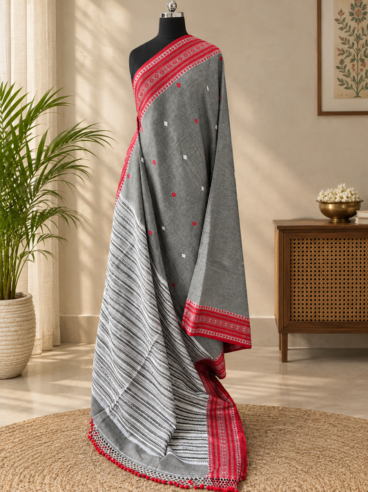 GREY MERCERISED SAREE