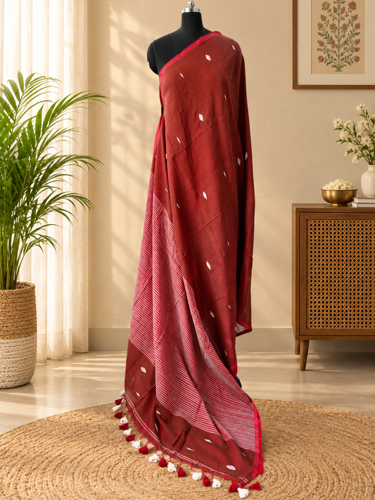 MAROON JAMDANI SAREE