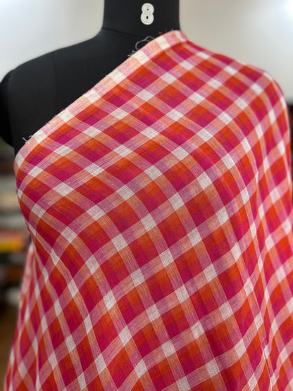 PINK CHECKS  MUL SAREE
