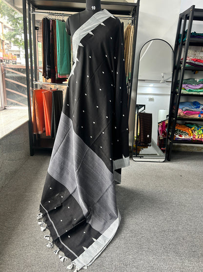 BLACK MERCERISED JAMDANI