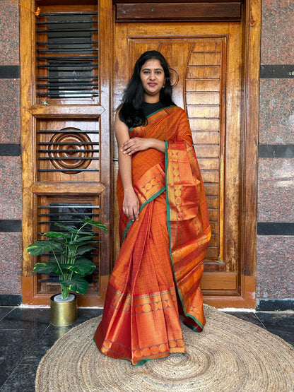 Orange Narayanpet saree.