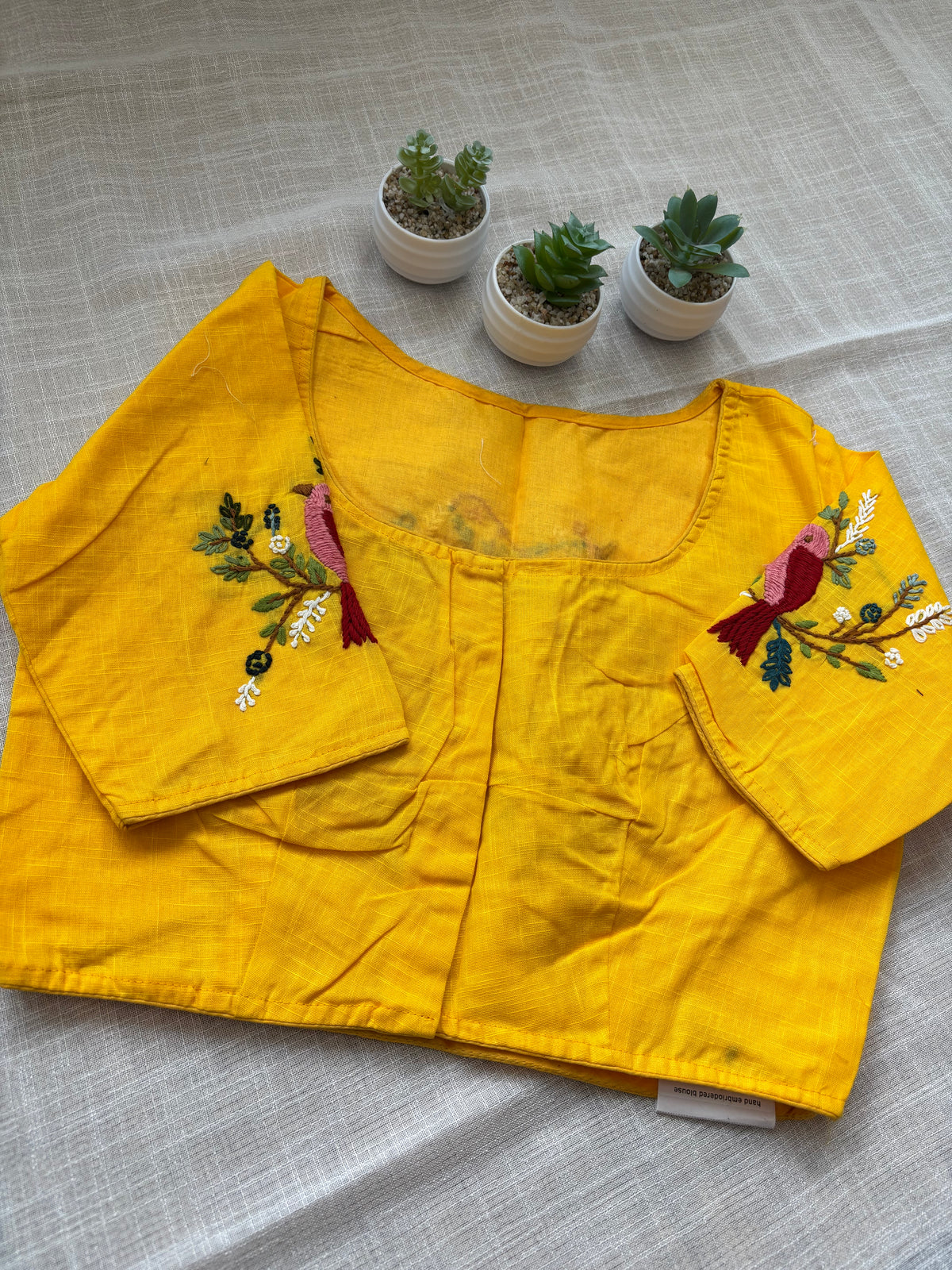 YELLOW EMBROIDERED  BLOUSE