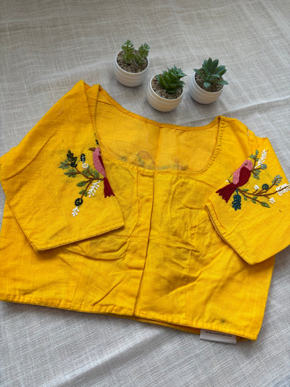 YELLOW EMBROIDERED  BLOUSE